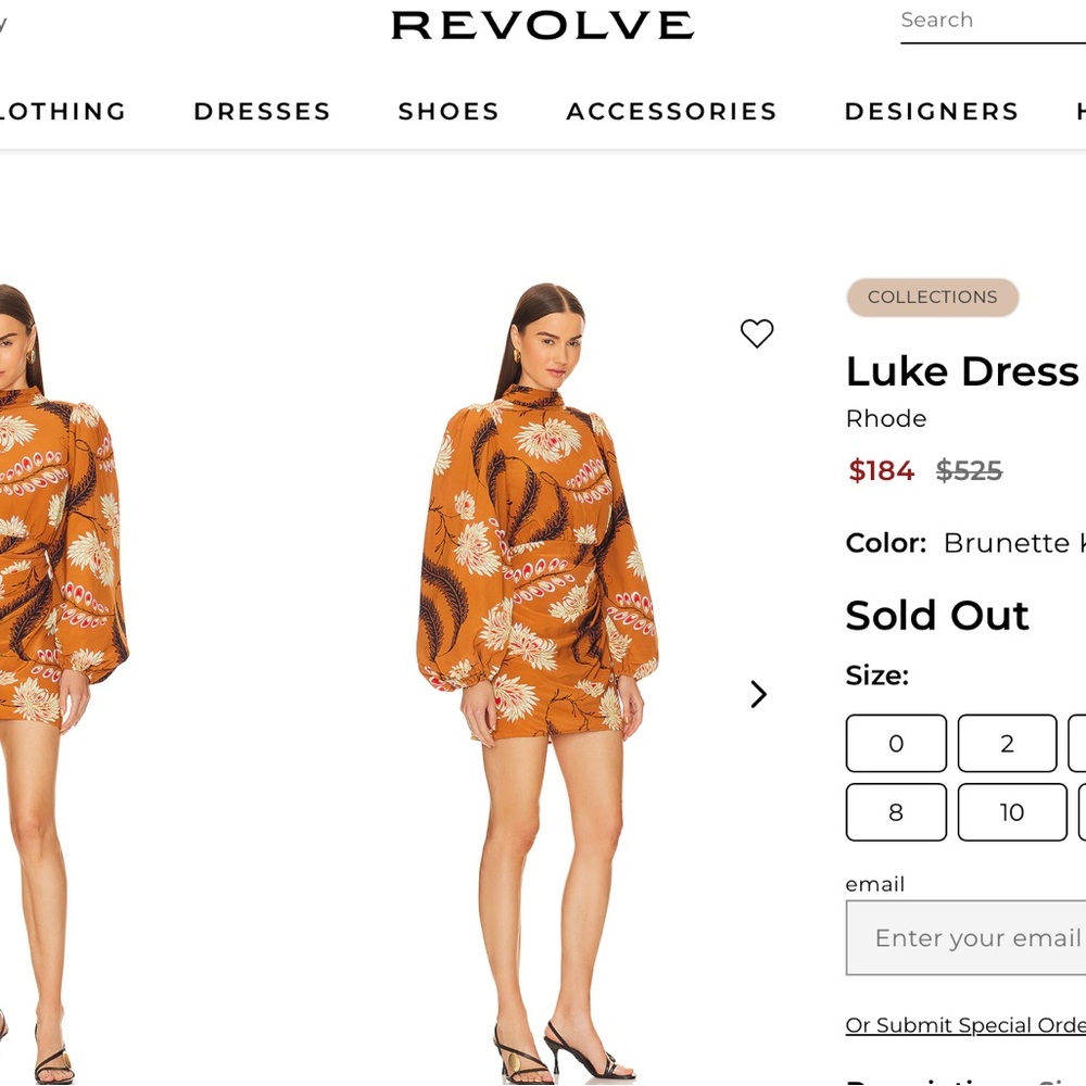 RHODE Cinnamon Brown Floral Mini Dress with Cream & Black Accents - Picture 9 of 10